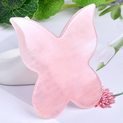 Natural Rose Quartz Butterfly Gua Sha | Facial Guasha Massager - yuelf