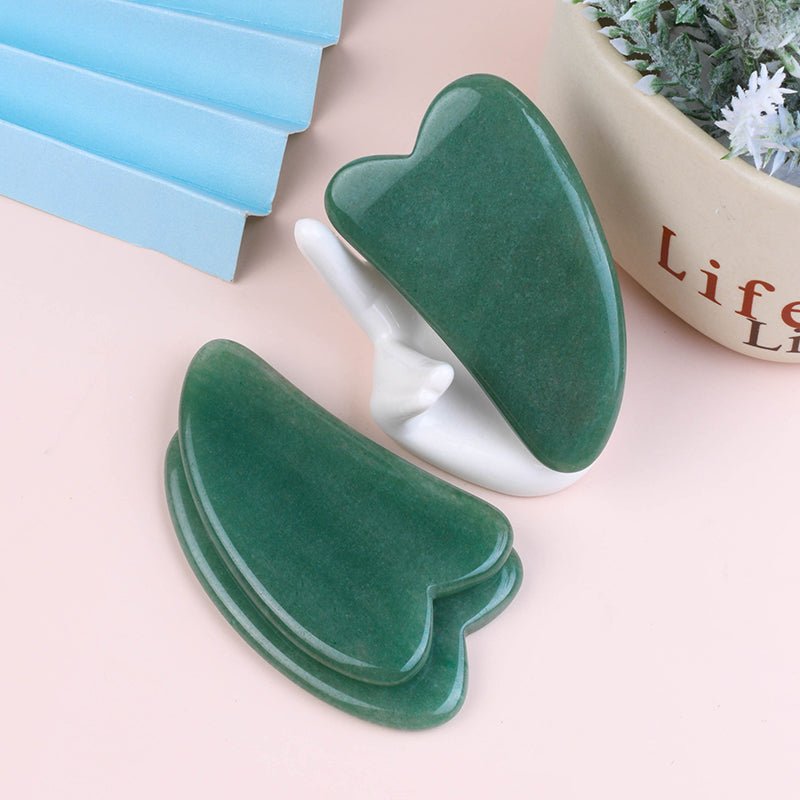 V Shaped Green Aventurine Gua Sha | Facial Massage Tools - yuelf