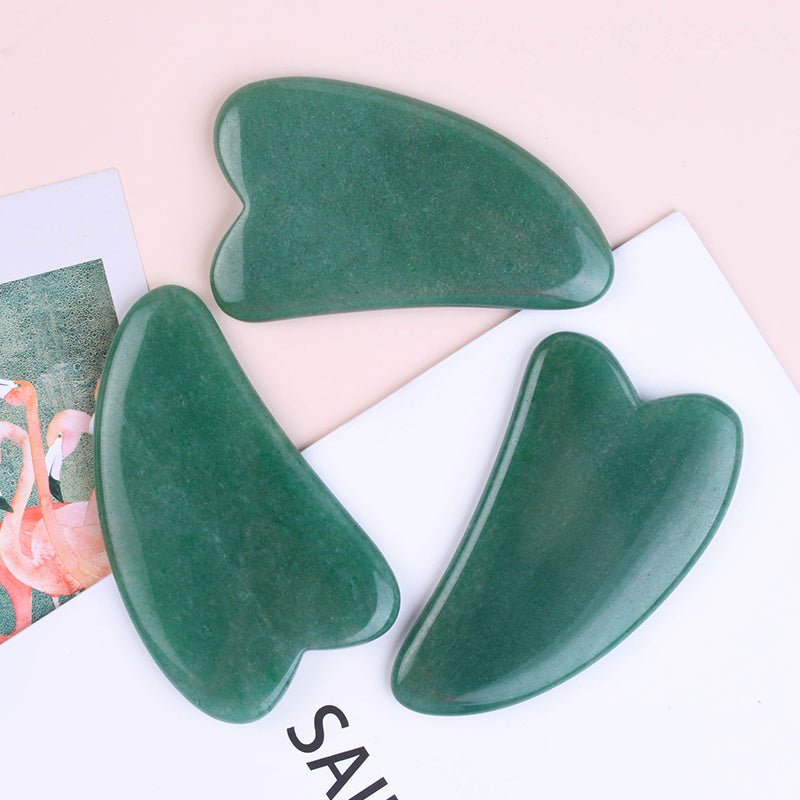 V Shaped Green Aventurine Gua Sha | Facial Massage Tools - yuelf