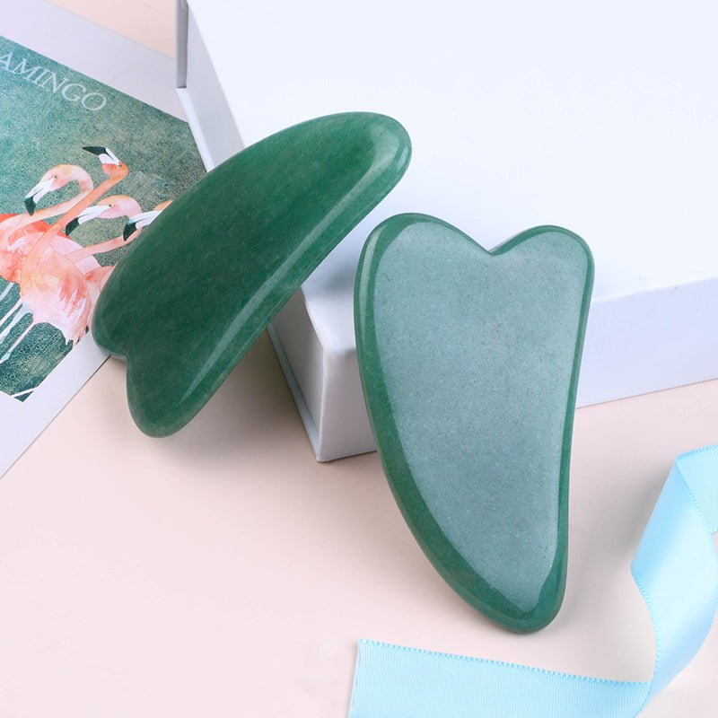 V Shaped Green Aventurine Gua Sha | Facial Massage Tools - yuelf