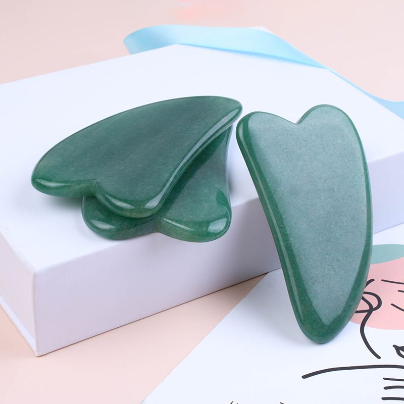 V Shaped Green Aventurine Gua Sha | Facial Massage Tools - yuelf