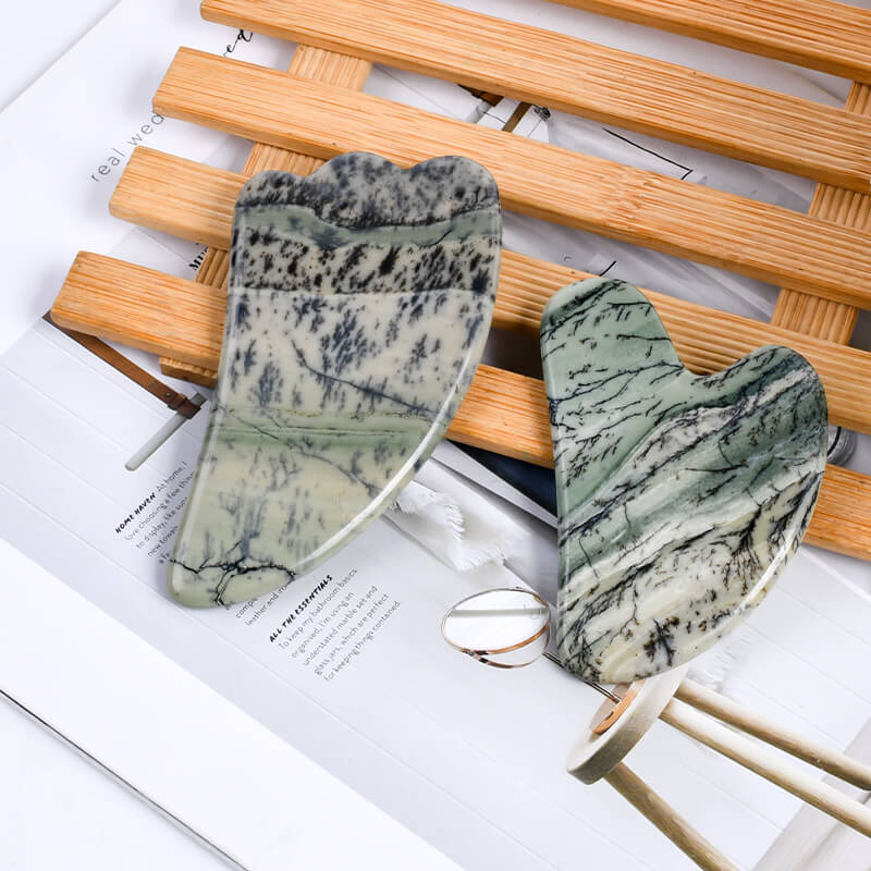 Grass Fossils Gua Sha Tools | V & Horn ShapedGuasha Massgaer for Face - yuelf