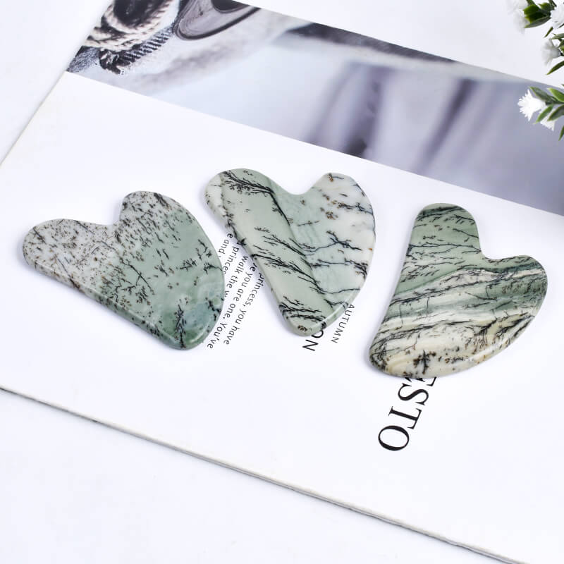 Grass Fossils Gua Sha Tools | V & Horn ShapedGuasha Massgaer for Face - yuelf