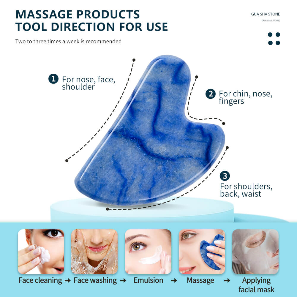 Natural Blue Aventurine Gua Sha Heart Shaped Face Massager Tools - yuelf