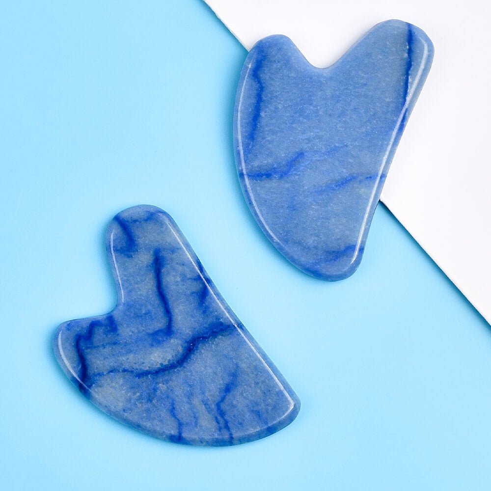Natural Blue Aventurine Gua Sha Heart Shaped Face Massager Tools - yuelf