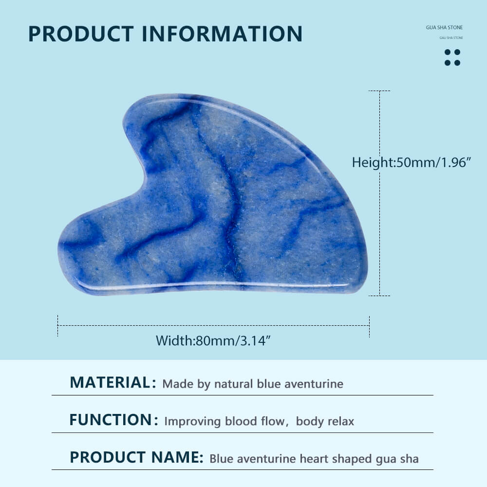 Natural Blue Aventurine Gua Sha Heart Shaped Face Massager Tools - yuelf