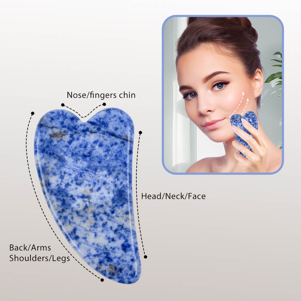 Blue Spot Medium V Gua Sha Facial Guasha Massager - yuelf