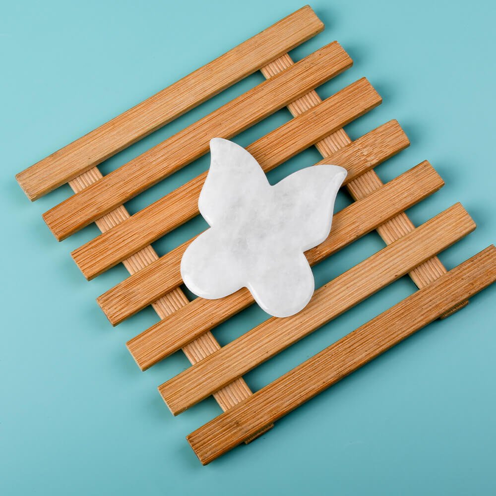 Natural White Stone Butterfly Gua Sha | Facial Guasha Massage Tools - yuelf