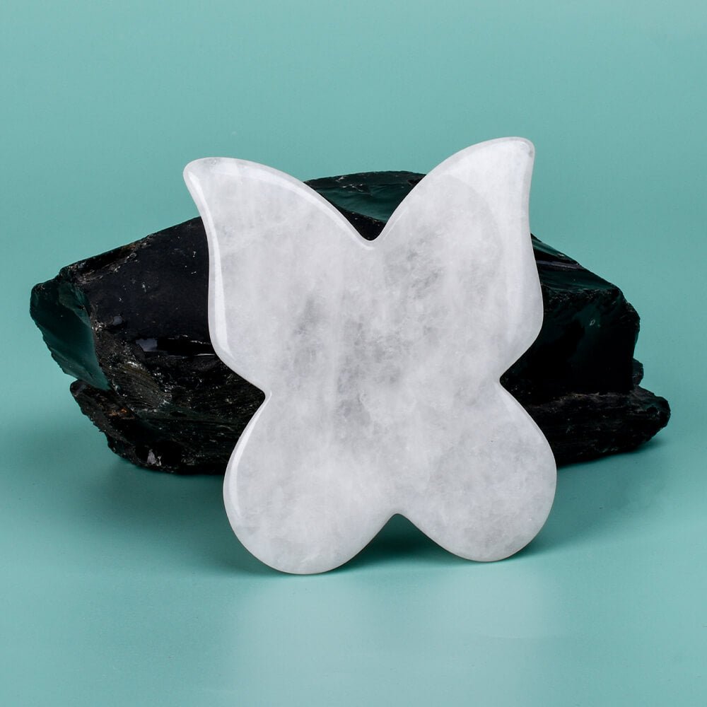 Natural White Stone Butterfly Gua Sha | Facial Guasha Massage Tools - yuelf
