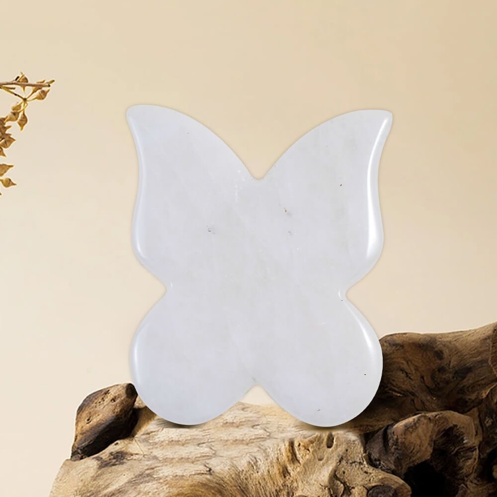 Natural White Stone Butterfly Gua Sha | Facial Guasha Massage Tools - yuelf