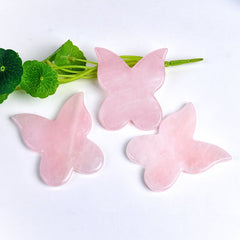 Natural Rose Quartz Butterfly Gua Sha | Facial Guasha Massager - yuelf