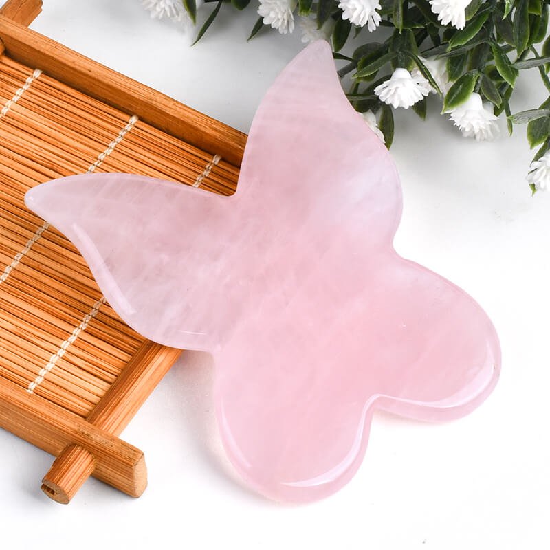 Natural Rose Quartz Butterfly Gua Sha | Facial Guasha Massager - yuelf