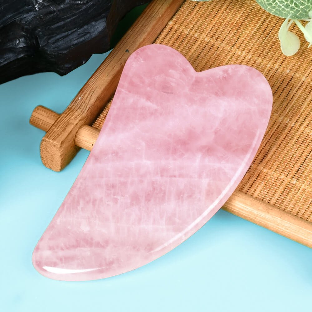 V Shaped Natural Rose Quartz Gua Sha | Face Massage Tools - yuelf